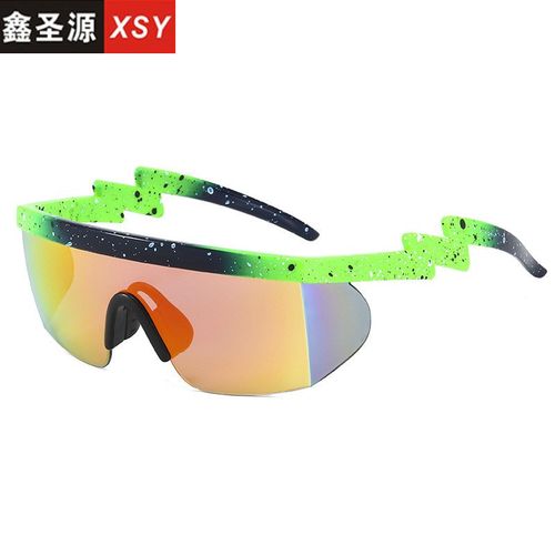 工廠加工定制歐美連體太陽(yáng)鏡閃電腿戶外運(yùn)動(dòng)騎行眼鏡不規(guī)則墨鏡潮